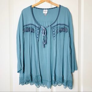 Knox Rose Boho Light Turquoise Blue Tassel